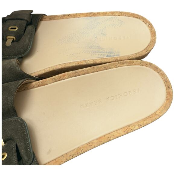 VERONICA BEARD Dixie Platform Slide Sandal In Olive/Brown Size 9 - Picture 5 of 10